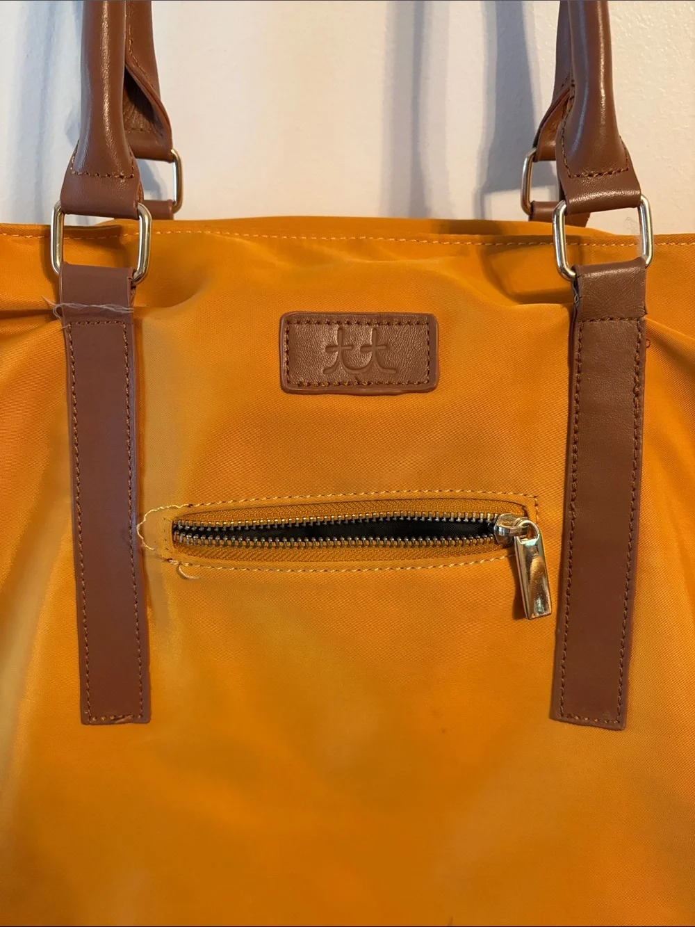 Teacher Tote—Mustard Tote Bag with Brown Handles